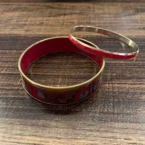 Gold and Red Bangle Bracelets
